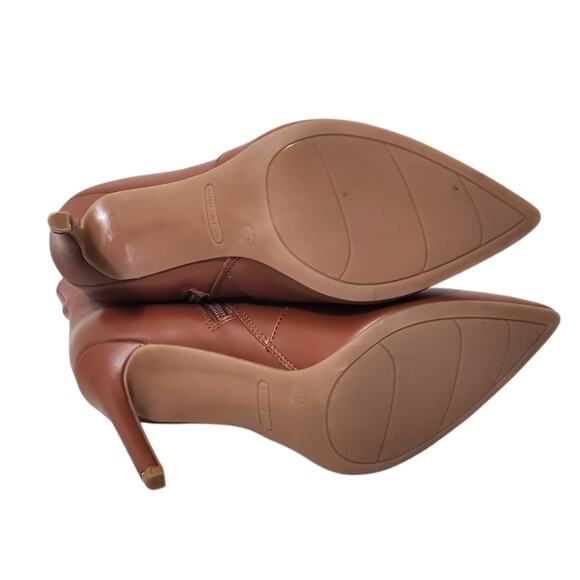Nine West | NTune Cognac Brown Stiletto Heel Pointed Toe Ankle Booties - Picture 6 of 12